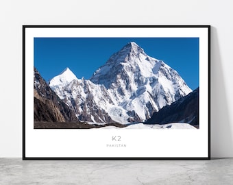 K2 Wall Art | K2 Home Decor Print | Mountain Landscape Art Travel Poster | Artful Photo Travel Gift Memento Idea | Pakistan