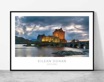 Eilean Donan Wall Art | Eilean Donan Castle Artful Travel Poster Print Photo | Scottish Highlands, Scotland, United Kingdom