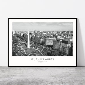 Buenos Aires Wall Art | Obelisk, 9 De Julio Avenue, Buenos Aires Artful Travel Poster Print Photo | Aerial Downtown Cityscape | Argentina