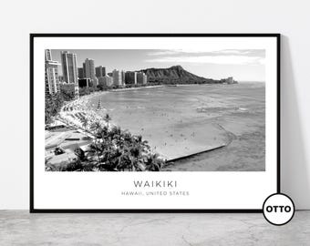 Hawaii Map Art Print: Elegant Black and White Travel Poster - Etsy
