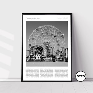 Coney Island Wall Art | Coney Island Home Decor Print | Theme Park, Wonder Wheel Travel Poster | Photo Travel Gift Memento Idea | New York