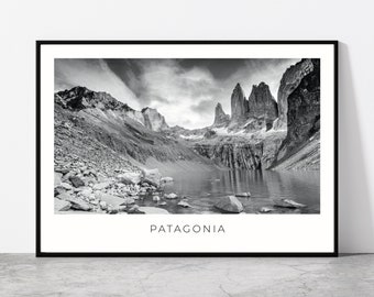 Patagonia Wall Art | Patagonia Artful Travel Poster | Torres del Paine, Laguna Torres | Landscape | Argentina, Chile, South America