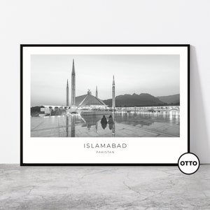 Islamabad Wall Art | Islamabad Home Decor Print | Shah Faisal Mosque Art Travel Poster | Artful Photo Travel Gift Memento Idea | Pakistan