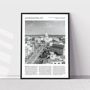Washington DC Wall Art | Capitol Building, Washington DC Artful Travel Poster Print Photo | Aerial View Cityscape | USA