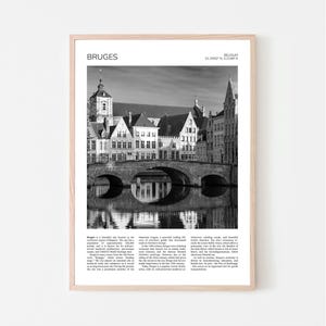 Bruges Wall Art | Bruges Artful Travel Poster Print Photo | Canal, Bruges, Belgium, Europe | Cityscape