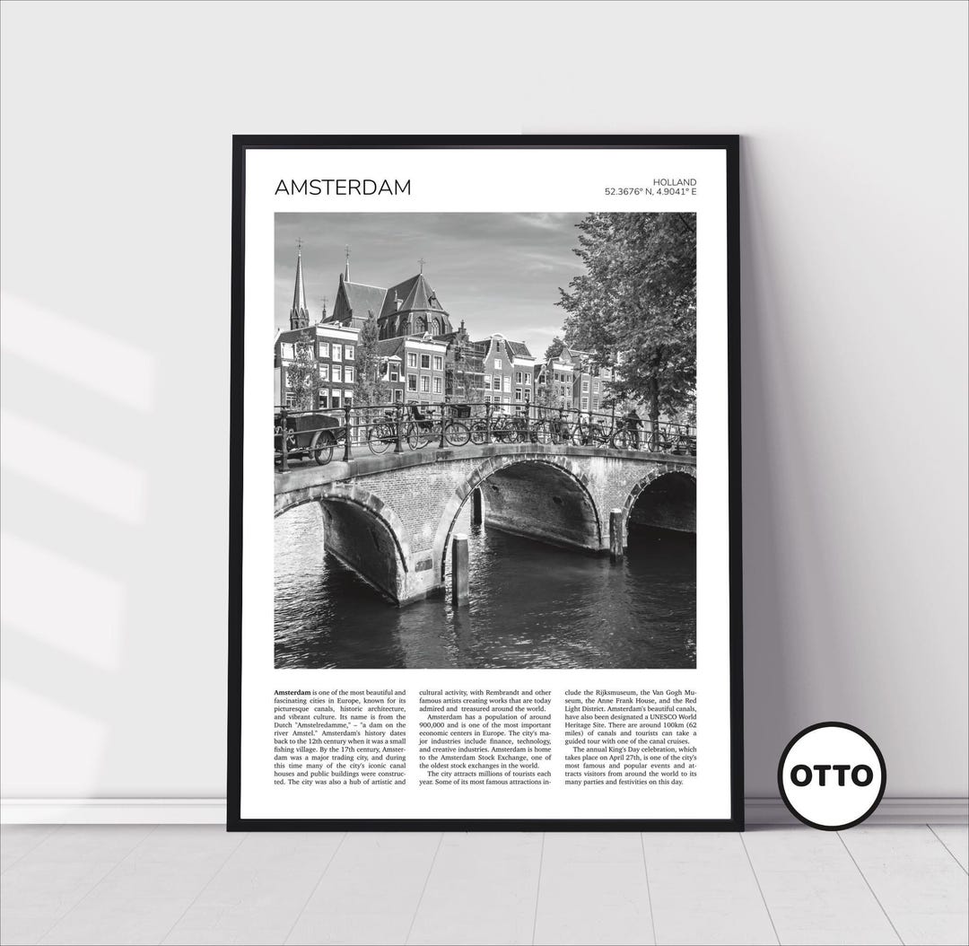 Amsterdam Wall Art | Amsterdam Canal Artful Travel Poster Print Photo ...