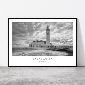 Casablanca Wall Art | Casablanca Artful Travel Poster Print Photo | The Hassan II Mosque | Cityscape | Morocco, Africa