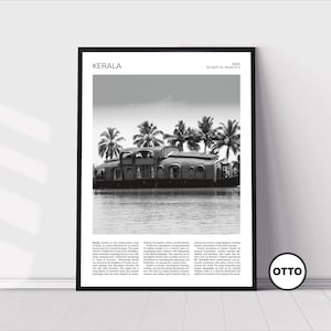 Kerala Wall Art | Kerala Home Decor Print | Houseboat Art Travel Poster | Artful Photo Travel Gift Memento Idea | India