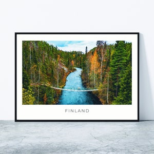 Finland Wall Art | Finland Artful Travel Poster Print Photo | Aerial View Forest River Landscape | Europe