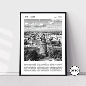 Mannheim Wall Art | Mannheim Artful Travel Poster | Friedrichsplatz, Mannheim Water Tower | Cityscape | Baden-Württemberg, Germany