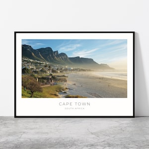 Cape Town Wall Art | Cape Town Home Decor | Camps Bay Beach, Twelve Apostles | African Artful Travel Gift | South Africa Art Poster Print