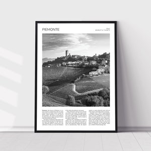 Piedmont Wall Art | Piedmont Home Decor Print | Art Poster Artful Travel Gift | Barbaresco Village and Langhe Vineyards | Piemonte, Italy