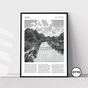 Laos Wall Art | Laos Artful Travel Poster Print Photo | Nong Khiaw, Nam Ou River Valley | Southeast Asia