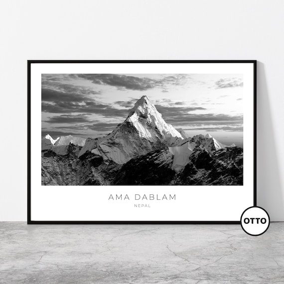 Ama Dablam Travel Poster: Black & White Mountain Photo - Nepal - Etsy