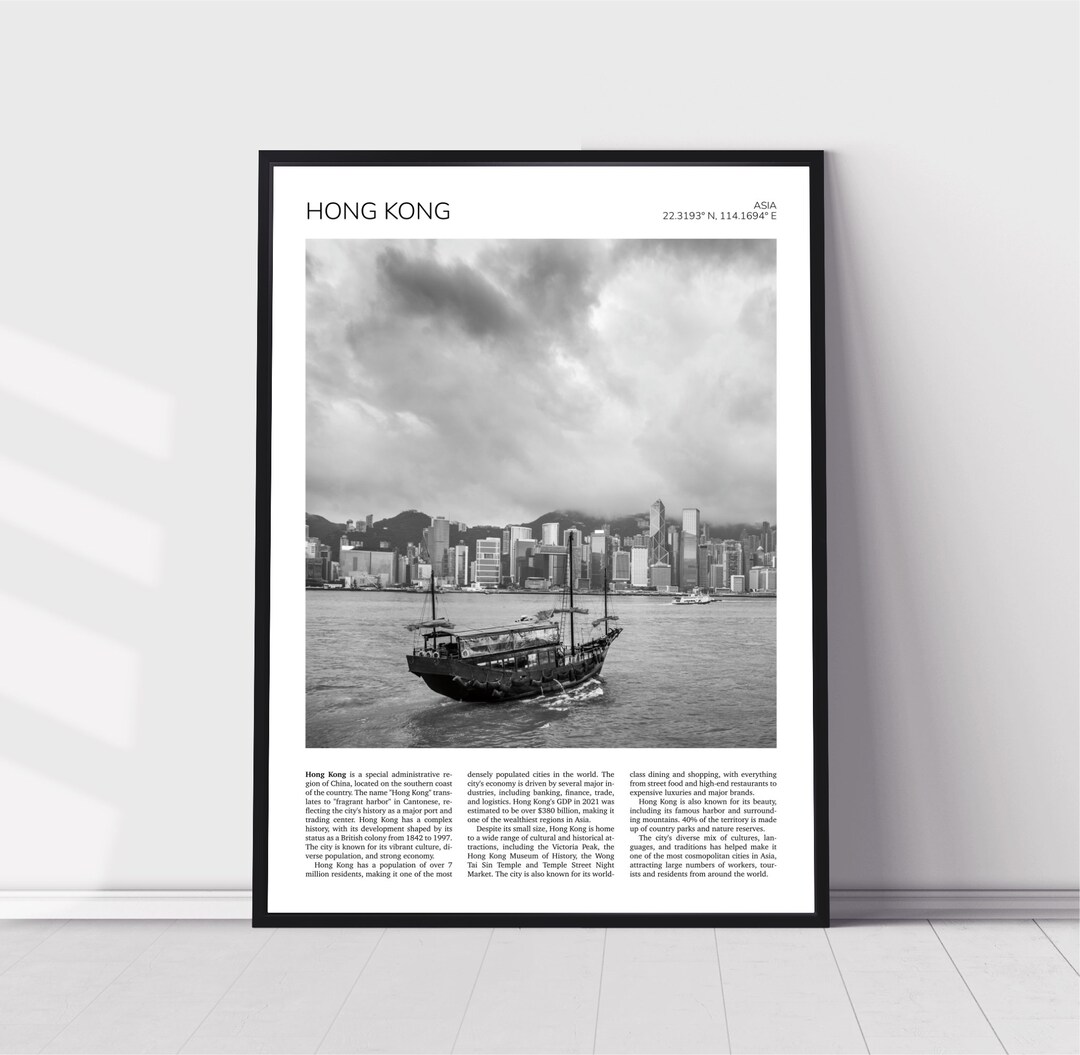 Hong Kong Wall Art Hong Kong Home Decor Harbour Aerial Etsy.de