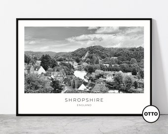 Shropshire Wall Art | Shropshire Home Decor Print | Art Poster Artful Travel Gift | The River Severn and Bridgnorth, England, UK