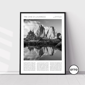 Tre Cime di Lavaredo Wall Art | Tre Cime di Lavaredo Artful Travel Poster Print Photo | Mount Paterno, Dolomites | Landscape | Italy, Europe