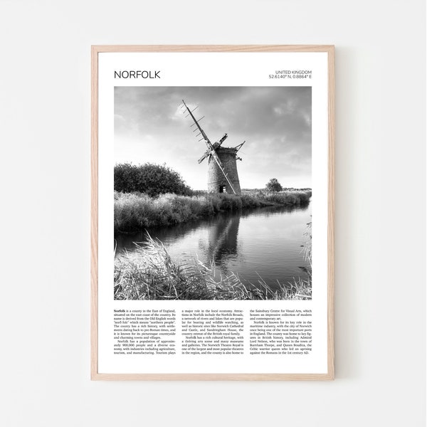 Norfolk Wall Art | Norfolk Home Decor | Brograve Windmill, Sea Palling, Norfolk Broads | English Artful Travel Gift | UK Art Poster Print