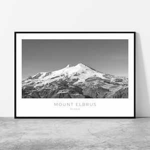 Mount Elbrus Wall Art | Mt Elbrus Home Decor | Caucasus Mountains | Russian Artful Travel Gift | Russia Art Poster Print