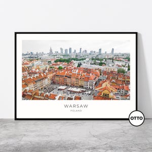 Warsaw Wall Art | Warsaw Home Decor Print | Aerial Cityscape, Central Square, Old Town Art Travel Poster | Artful Photo Travel Gift | Poland