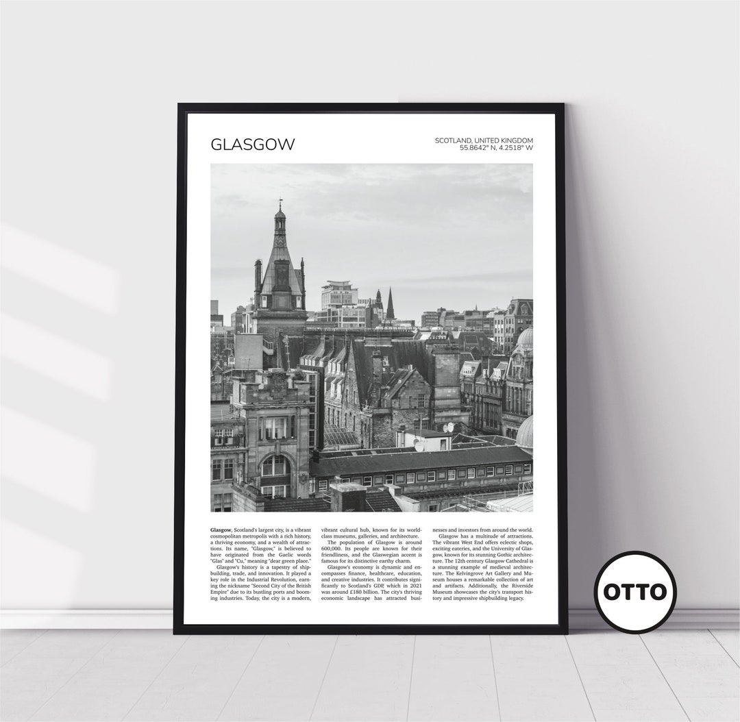 Glasgow Wall Art Glasgow Home Decor City Centre, Rooftops, Skyline