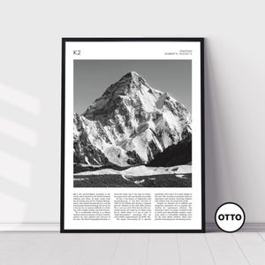K2 Wall Art | Mountain, K2 Artful Travel Poster Print Photo | Landscape | Pakistan