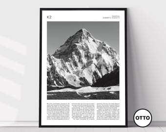 K2 Wall Art | Mountain, K2 Artful Travel Poster Print Photo | Landscape | Pakistan