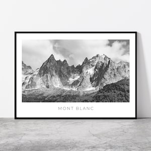 Mont Blanc Wall Art | Mont Blanc Mountain Artful Travel Poster Print Photo | France, Italy | Landscape | Europe