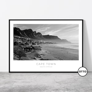Cape Town Wall Art | Cape Town Home Decor | Camps Bay Beach, Twelve Apostles | African Artful Travel Gift | South Africa Art Poster Print