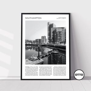 Southampton Wall Art | Ocean Village Marina, Southampton Artful Travel Poster Print Photo | Skyline Cityscape | UK