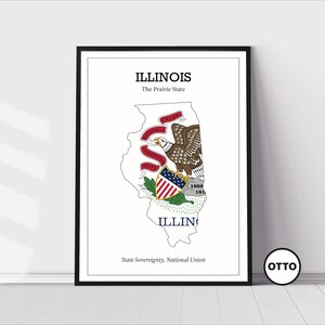 Illinois State Wall Art | State of Illinois Map Outline Home Decor Print | Flag Art Travel Poster | Artful Photo Travel Gift Idea | USA