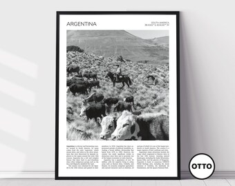 Argentina Wall Art | Argentina Artful Travel Poster Print Photo | Gauchos Herding Cows, Patagonia | Landscape | South America
