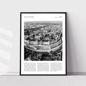 Occitanie Wall Art | Occitanie Home Decor | Carcassonne, Aude Aerial Cityscape | French Artful Travel Gift | France Art Poster Print