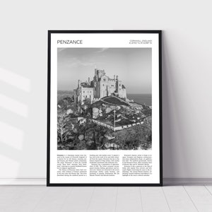 Penzance Wall Art | Penzance Artful Travel Poster Print Photo | St Michael's Mount, Marazion Landscape | Cornwall, England, United Kingdom