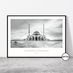 Dubai Wall Art Home Decor | Sharjah Mosque, Masjid | UAE Artful Travel Gift | United Arab Emirates Art Poster Print