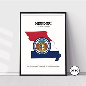 Missouri State Wall Art | State of Missouri Map Outline Home Decor Print | Flag Art Travel Poster | Artful Photo Travel Gift Idea | USA