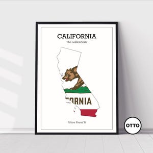 California State Wall Art | State of California Map Outline Home Decor Print | Flag Art Travel Poster | Artful Photo Travel Gift Idea | USA