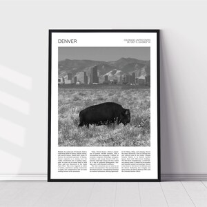 Denver Wall Art | Denver Artful Travel Poster Print Photo | Bison | Colorado, United States