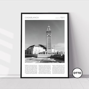 Casablanca Wall Art | Casablanca Home Decor Print | Hassan II Mosque Art Travel Poster | Artful Photo Travel Gift Idea | Morocco, Africa