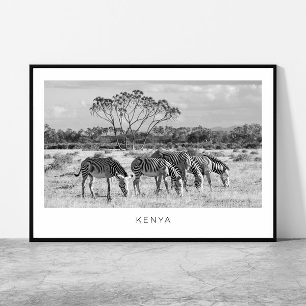 Art mural du Kenya | Photo d'impression d'affiche de voyage artistique au Kenya | Grevys Zebra, réserve nationale de Samburu | Paysage | Afrique de l'Est