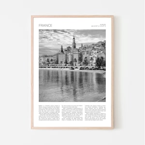 France Wall Art | French Riviera Artful Travel Poster Print Photo | Menton, France Cityscape Skyline