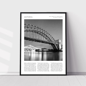 Astoria Wall Art | Astoria Artful Travel Poster Print Photo | Hell Gate and Triboro Bridges | Cityscape | Queens, New York
