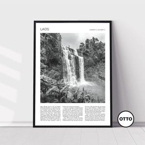 Laos Wall Art | Laos Artful Travel Poster Print Photo | The Bolaven Plateau, Tad Yuang Fall | Jungle Waterfall, Pakse, Champasak | Asia