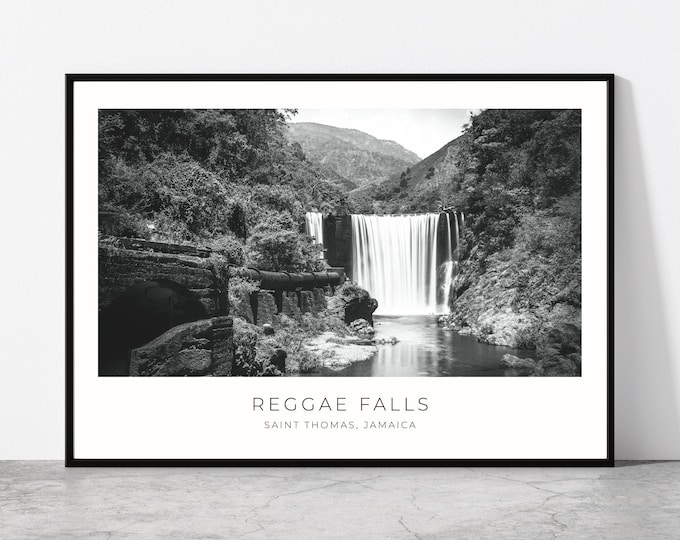 Reggae Falls Wall Art Print, Jamaica Travel Poster - Physical Image or Digital Download, Various Sizes