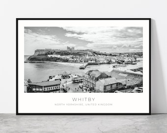 Whitby Wall Art | Whitby Artful Travel Poster Print Photo | Landscape Cityscape | North Yorkshire, England, United Kingdom