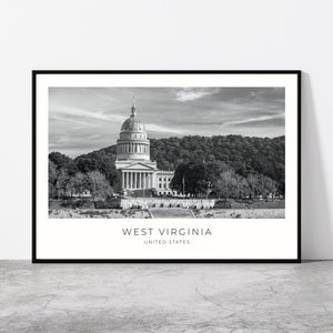 West Virginia Wall Art | State Capitol Building, Charleston, West Virginia Artful Travel Poster Print Photo | Cityscape | USA