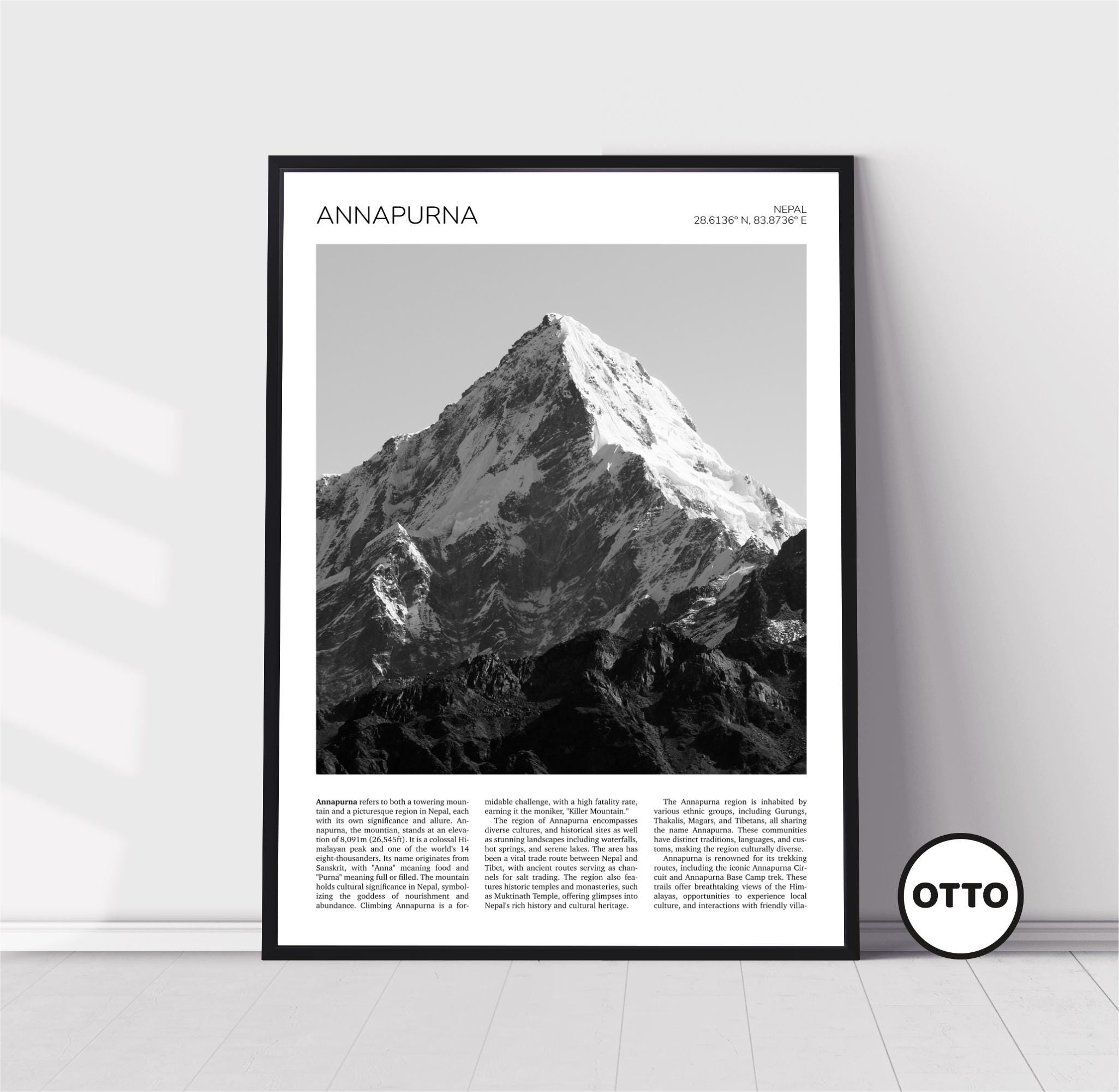 Annapurna Wall Art | Annapurna Mountain Home Decor | Nepalese Artful Travel Gift | Himalayas, Nepal Art Poster Print