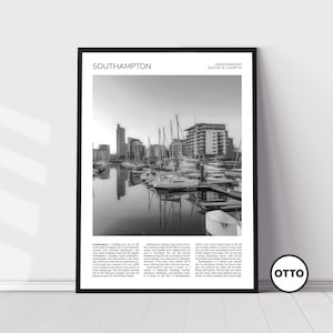 Southampton Wall Art | Ocean Village Marina, Southampton Artful Travel Poster Print Photo | Skyline Cityscape | UK