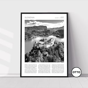 Slovenia Wall Art | Slovenia Home Decor Print | Bled Castle, Lake Bled Art Travel Poster | Artful Photo Travel Gift Memento Idea