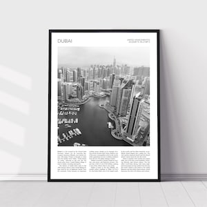 Dubai Wall Art Home Decor | Dubai Skyscrapers, Marina, Cityscape Skyline | UAE Artful Travel Gift | United Arab Emirates Art Poster Print